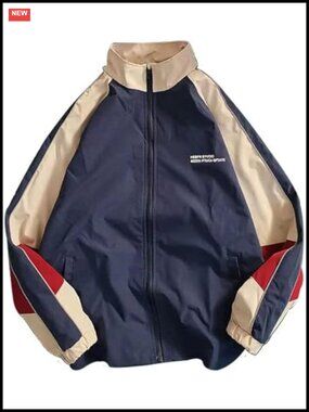 Vintage Women Bomber Jacket Hip Hop Patchwork Windbreaker Lightweight